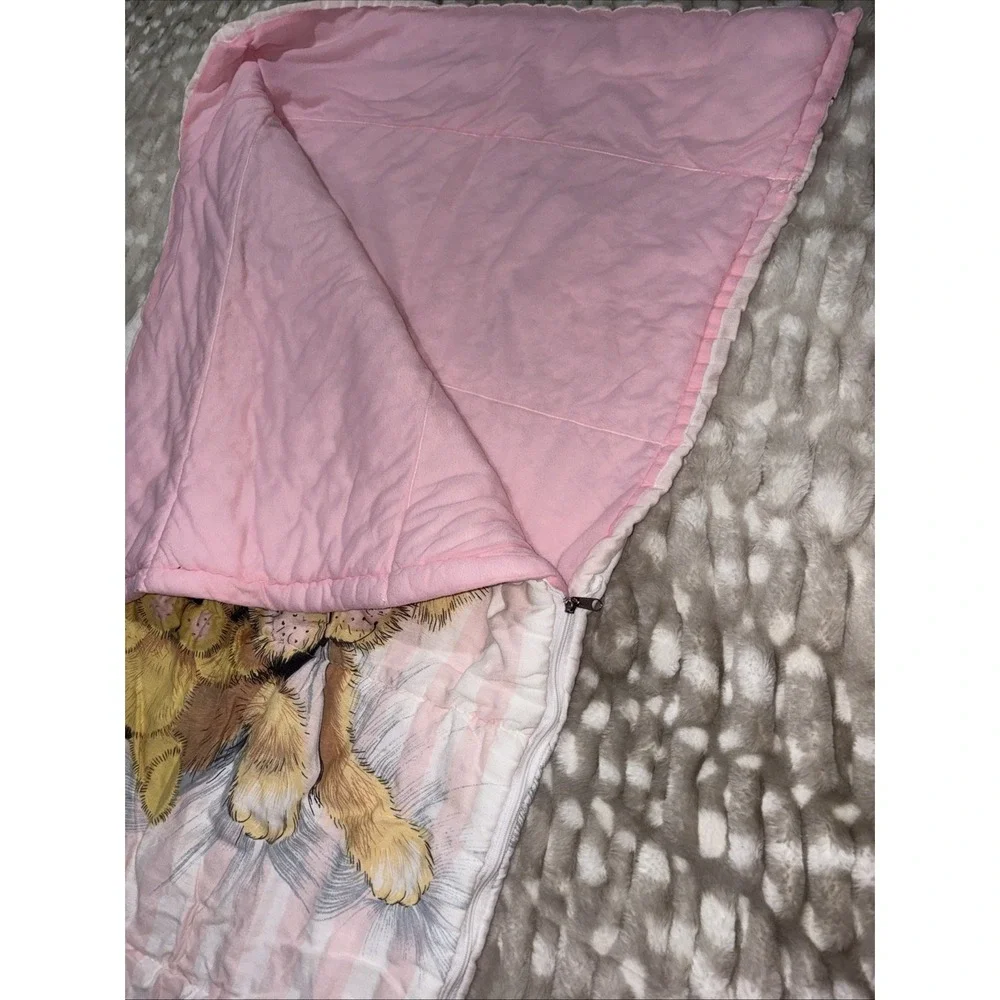 Vintage Sue Hall 1987 Snatch Patch the Dog and Friends Pink Sleeping Bag